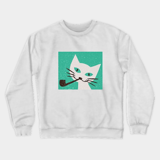 Vintage Pipe Smoking Cat Crewneck Sweatshirt by hanoded